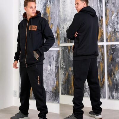 Спортивный мужской костюм теплый кофта на молнии с капюшоном
