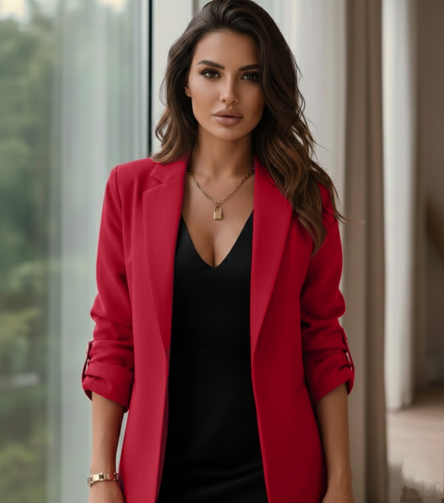 Пиджак женский приталенный с карманом со шлевками на рукавах