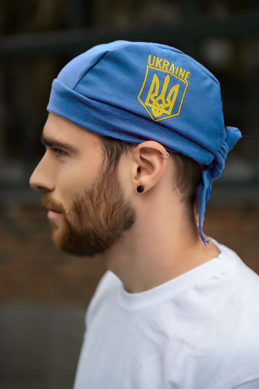 Бандана чоловіча, на зав'язках, трикотажна, модна, хакі, чорний, синій, камуфляж, графіт,