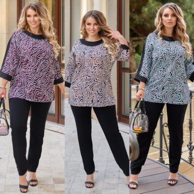 Костюм женский брючный легкая блуза и брюки до 64 р-ра