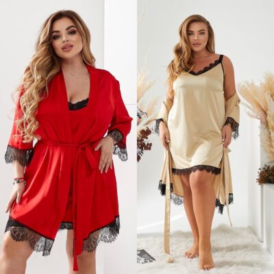 Піжама жіноча 2-ка, великого розміру, шовкова, до 56 р., комплект