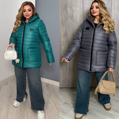 Куртка жіноча на синтепоні 150 на блискавці з капюшоном від 48 до 62 р-ру