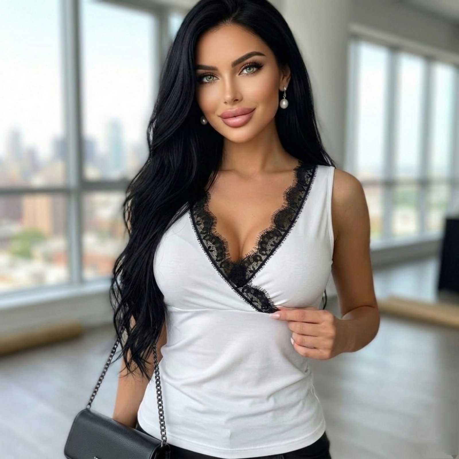 Майка жіноча, з мереживом, бавовняна, з вирізом, нарядна, модна, повсякденна, декольте на запах, від 42 до 48 р