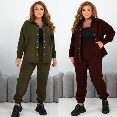 Костюм жіночий, вельветовий, від 50 до 64 р-ру, сорочка та штани