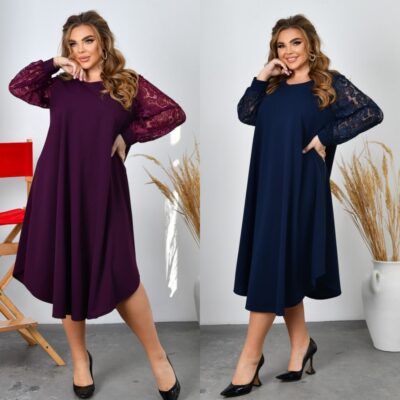 Плаття жіноче з мереживними рукавами вишукане від 52 до 66 р-ру