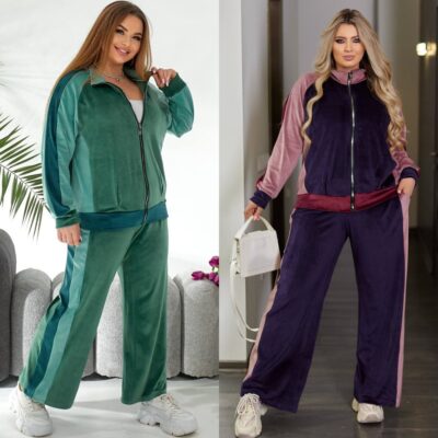 Костюм жіночий, велюровий, від 50 до 64 р-ру, з лампасами