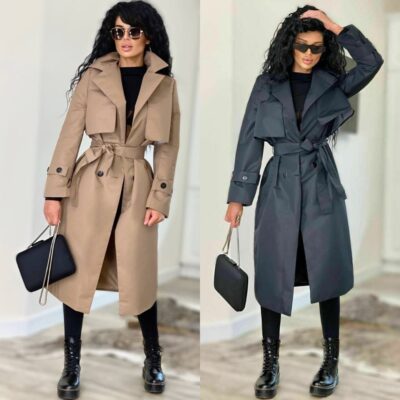 Плащ жіночий, подовжений, стильний тренч на підкладі, вільного крою