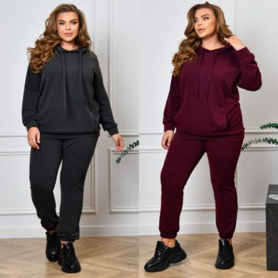 Костюм жіночий спортивний, від 48 до 66р-ру, з капюшоном, двонитка