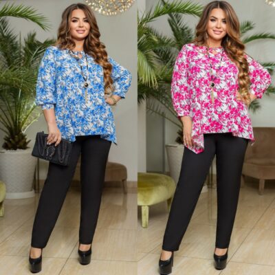 Костюм жіночий брючний, від 50 до 60 р-ру, блузон вільного крою та штани