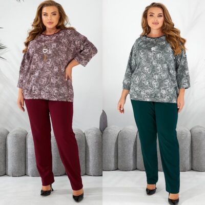 Костюм жіночий брючний, від 50 до 60 р-ру, трикотажна блуза та штани