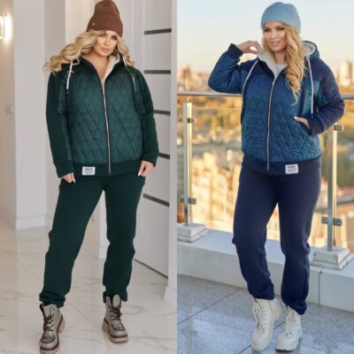 Костюм жіночий, від 50 до 64 р, тепла куртка на силіконі, утеплена хутром