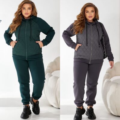 Костюм жіночий, від 48 до 58 р-ру, теплий на флісі, куртка з вставкою плащівка