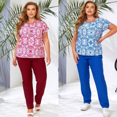 Костюм жіночий брючний, від 50 до 60р, легка блуза та штани