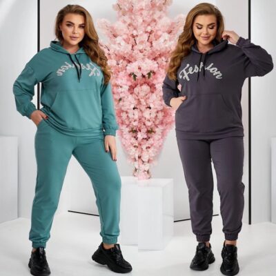 Костюм жіночий спортивний, від 52 до 62р, легка двонитка, з капюшоном