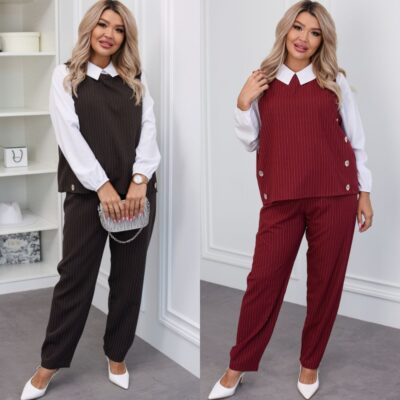 Костюм жіночий брючний 3-ка, від 48 до 58р, сорочка, жилет та штани