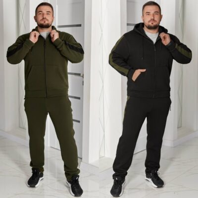 Костюм чоловічий спортивний, від 50 до 60р, тепла тринитка на флісі, з капюшоном