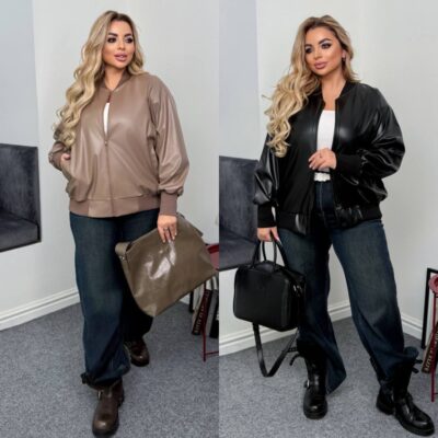 Бомбер жіночий, від 48 до 58р, стильна еко шкіра, легкий