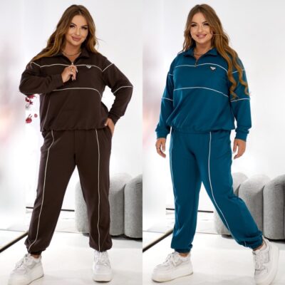 Костюм жіночий спортивний, від 48 до 62р, двонитка, декорований кантом