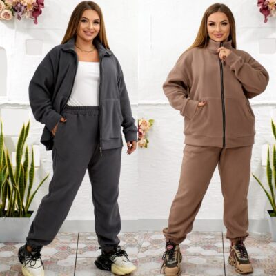 Костюм жіночий спортивний, від 48 до 62р, двосторонній полар фліс, на блискавці