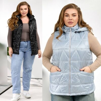 Жилет жіночий, на синтепоні 100, з капюшоном, (р. 50-60)