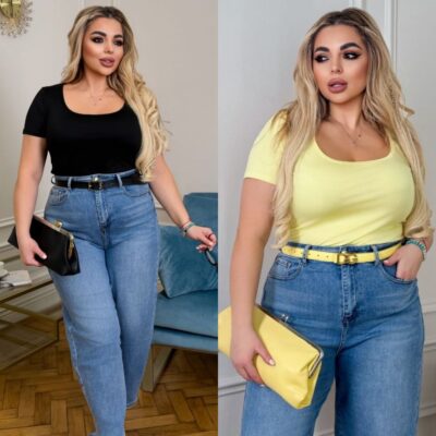 Футболка жіноча, базова, з вирізом, весняна, (р. 42-58)