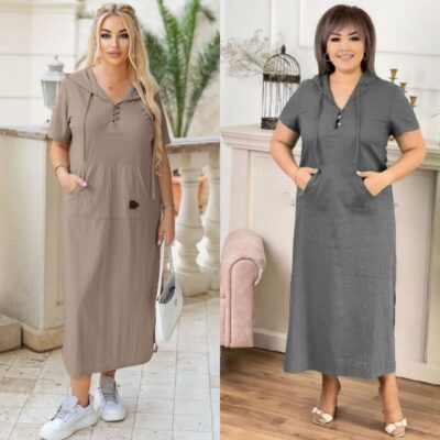 Сукня жіноча, літня, прямого крою, з капюшоном, (р.48-58)