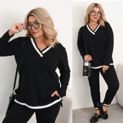 Костюм жіночий легкий, молодіжний, чорний, (р. 48-62)