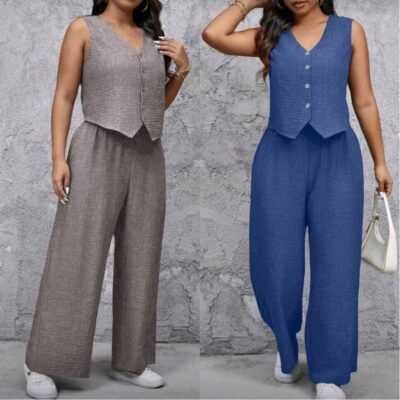 Костюм жіночий брючний, літній, лляний, модний, повсякденний, (р. 48-58)