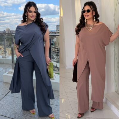 Костюм жіночий брючний, літній, з софта, модний, (р. 50-60)