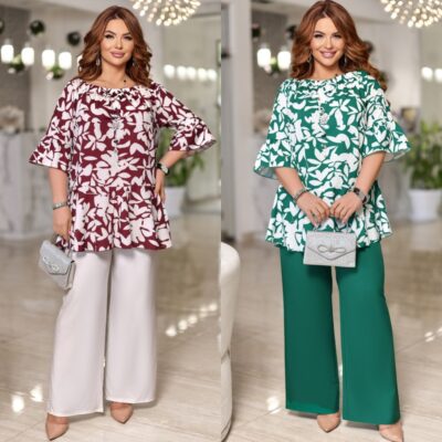 Костюм жіночий брючний, легкий, блуза та штани, (р. 50-60)