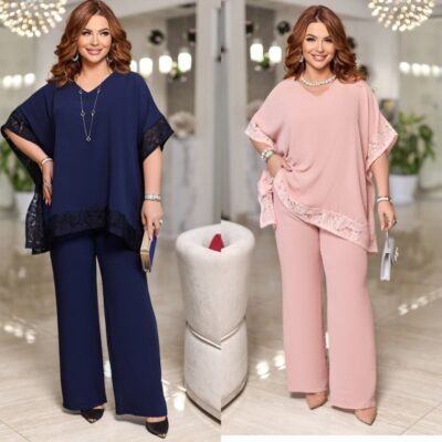 Костюм жіночий брючний, літній, з креп-жатки, (р. 50-60)