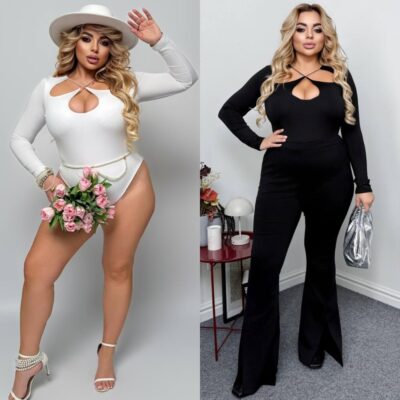 Боді жіночий, з декольте, еластичне, довгий рукав, (р. 48-58)