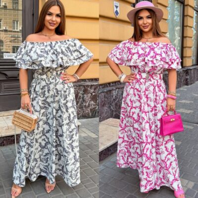 Сукня жіноча, з софту, легка, довга, з воланами, (р. 48-58)